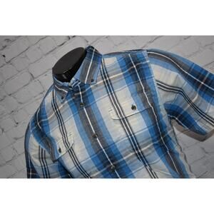 The North Face Shirt Mens Size Medium Performance Cotton Polyester Blue Plaids